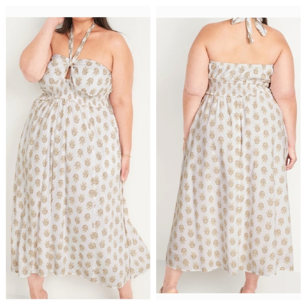 Old Navy Plus | legant Cream and Gold Halter Dress